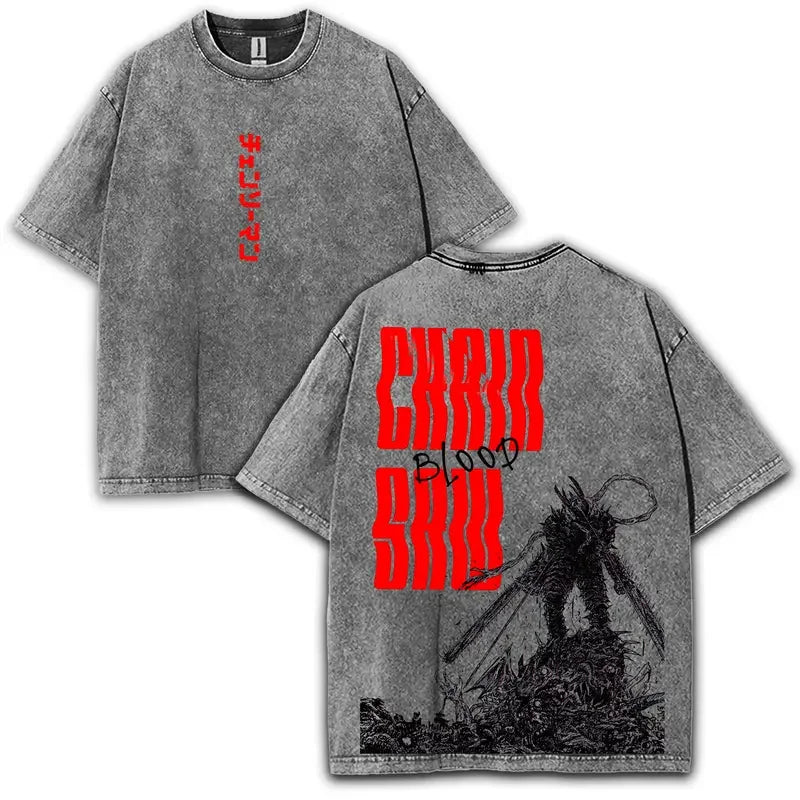 chainsawman washed oversized t-sirt