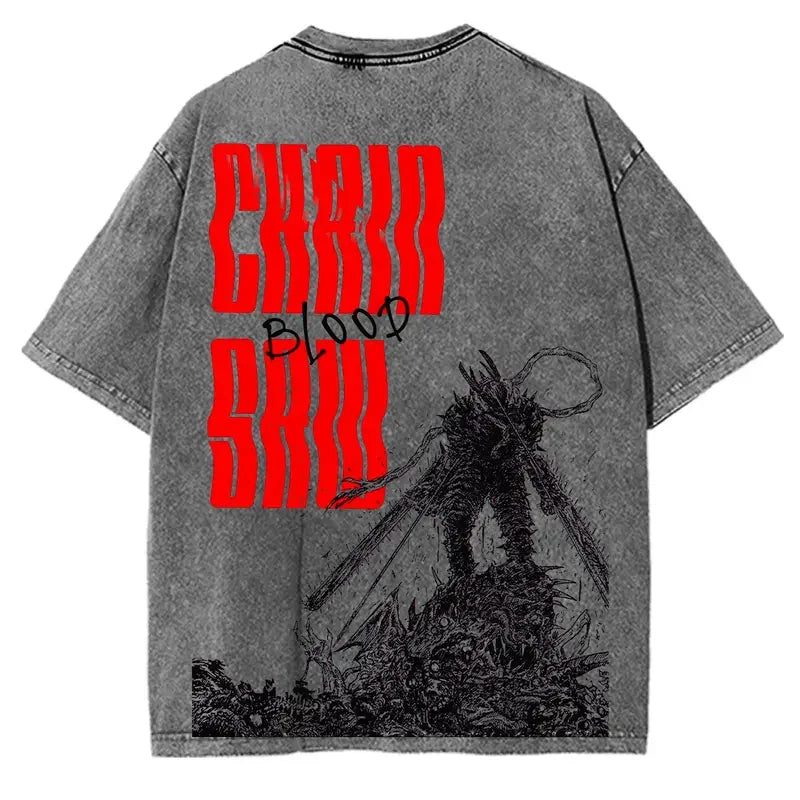 chainsawman washed oversized t-sirt